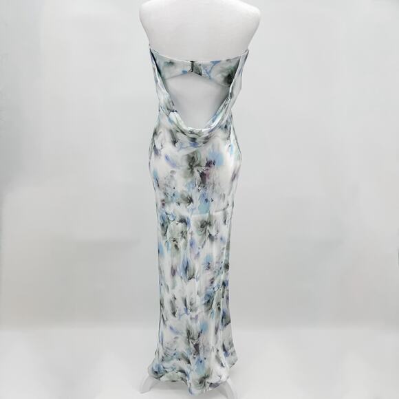 Bec & Bridge Dress Maxi Blue Sz 6 Moondance Strapless Moon Dance White Green - Picture 3 of 10